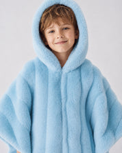 KIDS FAUX FUR HE PONCHO