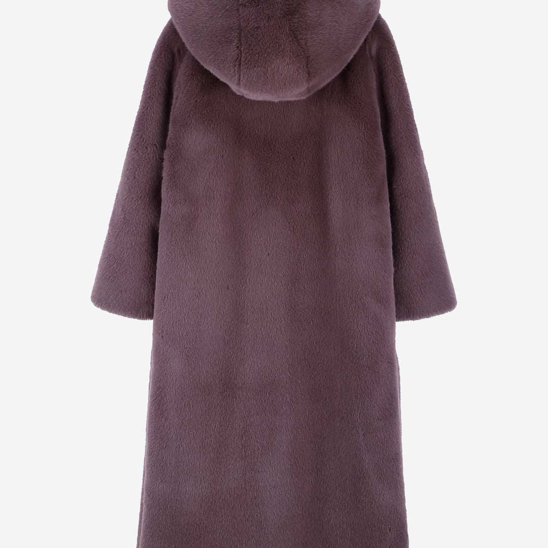 [SIGNATURE] WOMEN'S FAUX FUR LAON HOODED MAXI COAT