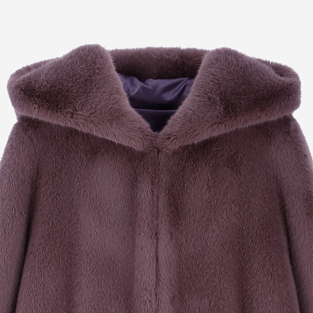 [SIGNATURE] WOMEN'S FAUX FUR LAON HOODED MAXI COAT