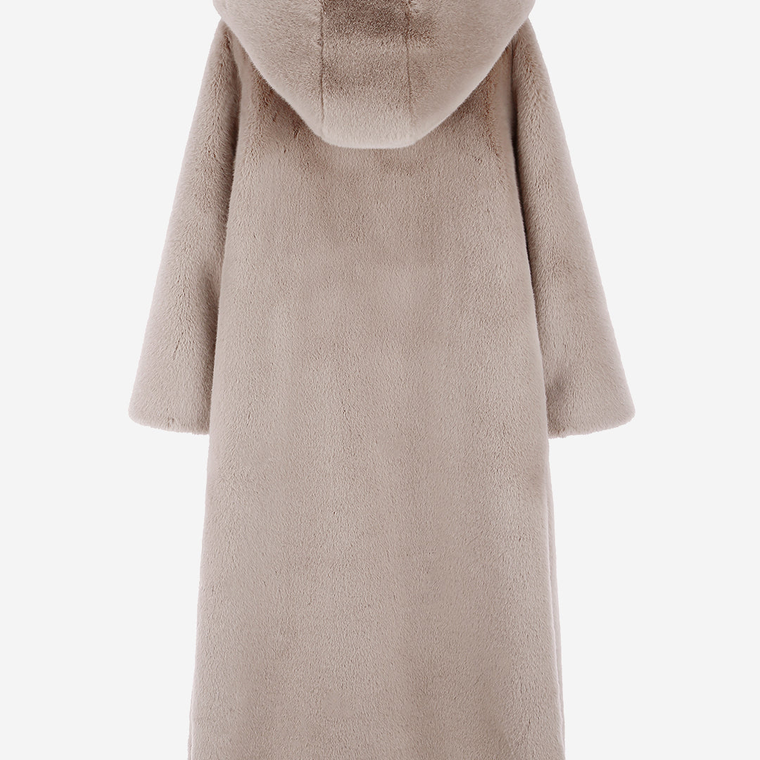 [SIGNATURE] WOMEN'S FAUX FUR LAON HOODED MAXI COAT