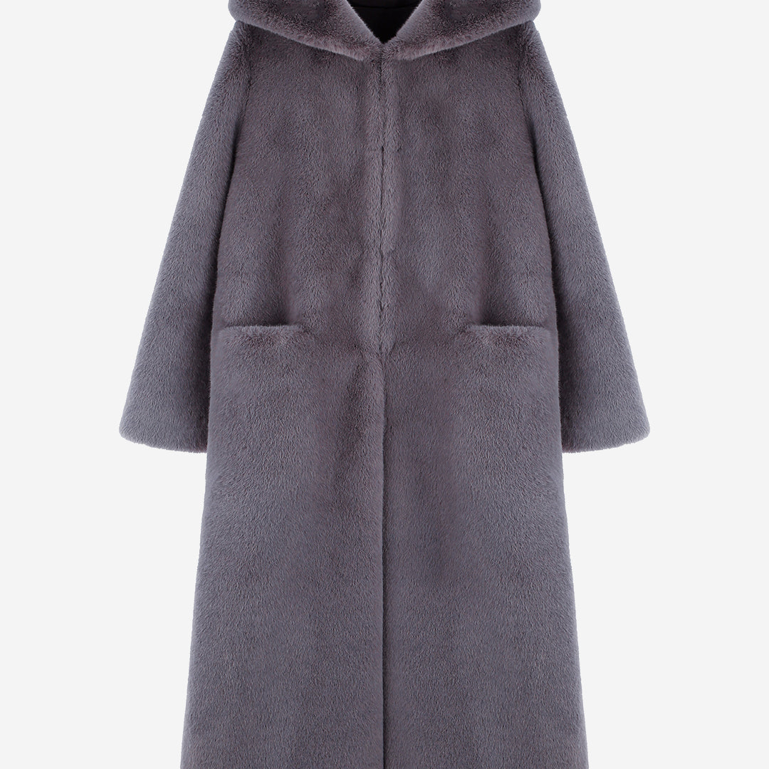 [SIGNATURE] WOMEN'S FAUX FUR LAON HOODED MAXI COAT