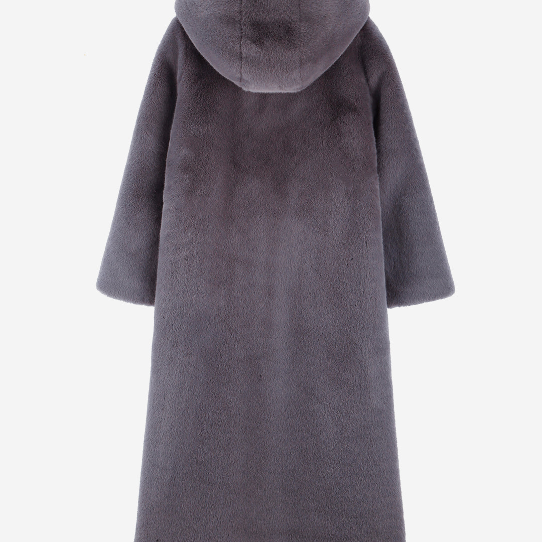 [SIGNATURE] WOMEN'S FAUX FUR LAON HOODED MAXI COAT