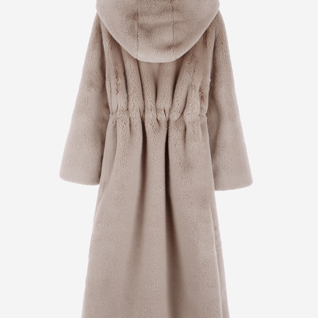 [SIGNATURE] WOMEN'S FAUX FUR LAON HOODED MAXI COAT