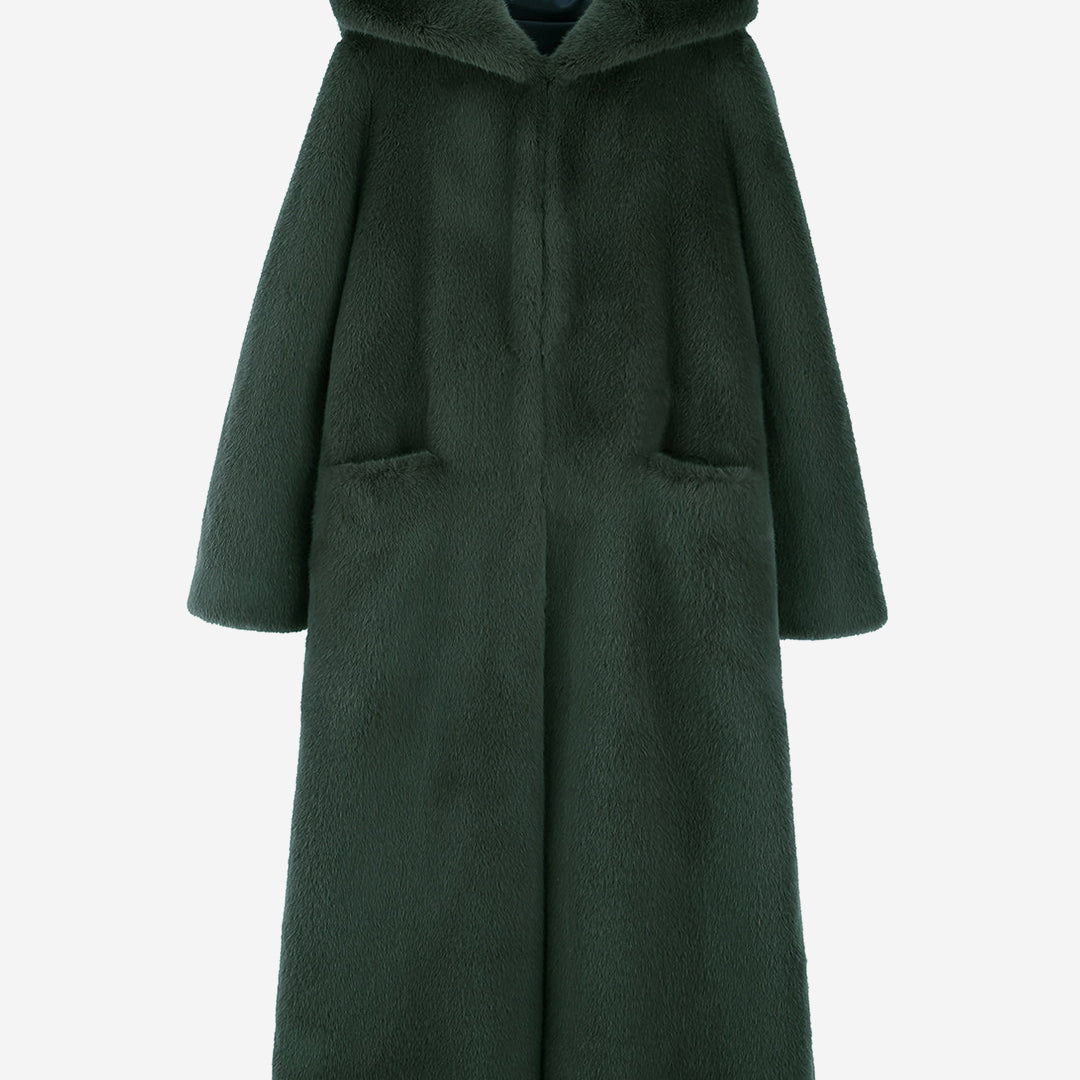 [SIGNATURE] WOMEN'S FAUX FUR LAON HOODED MAXI COAT