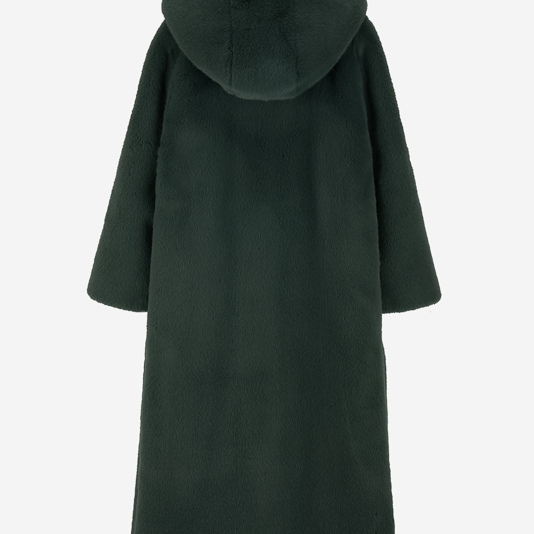 [SIGNATURE] WOMEN'S FAUX FUR LAON HOODED MAXI COAT