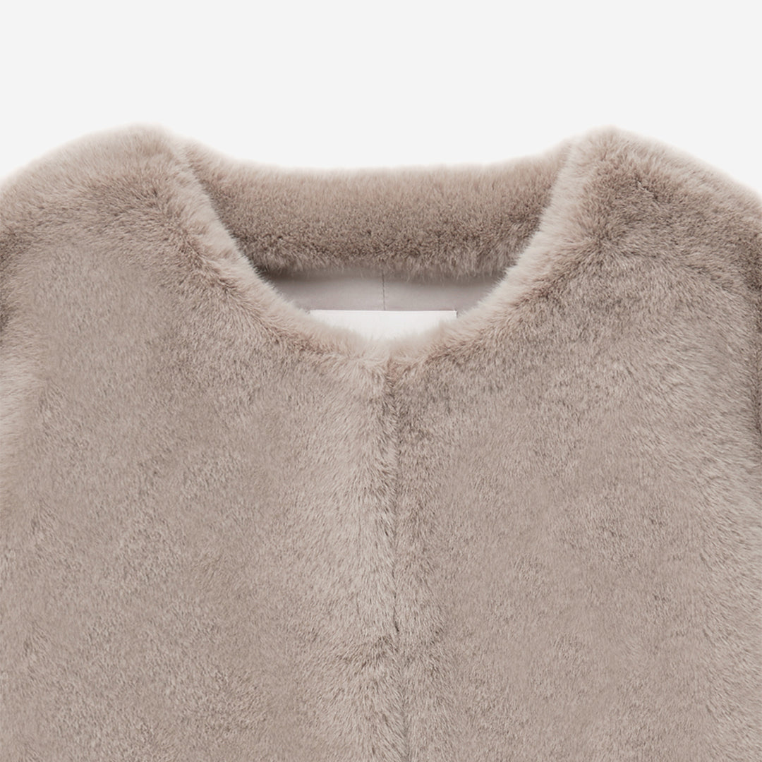 [SIGNATURE] WOMEN'S FAUX FUR BIEN ROUND NECK SHORT JACKET