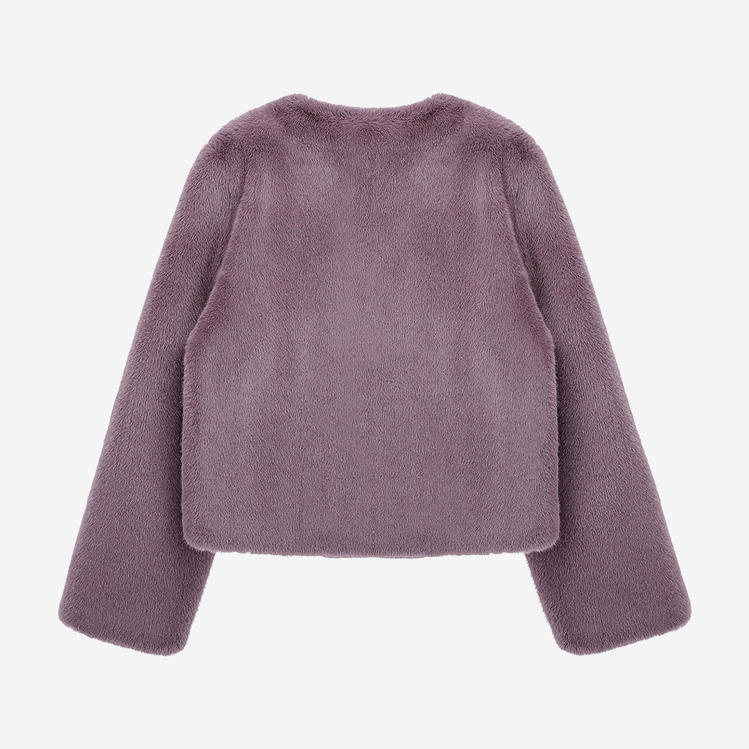 [SIGNATURE] WOMEN'S FAUX FUR BIEN ROUND NECK SHORT JACKET