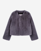 [SIGNATURE] WOMEN'S FAUX FUR BIEN ROUND NECK SHORT JACKET
