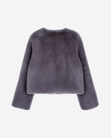 [SIGNATURE] WOMEN'S FAUX FUR BIEN ROUND NECK SHORT JACKET