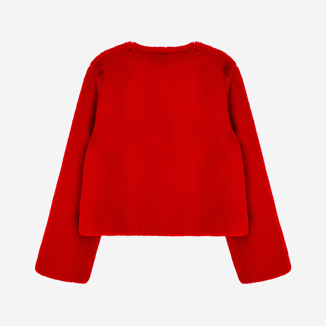 [SIGNATURE] WOMEN'S FAUX FUR BIEN ROUND NECK SHORT JACKET