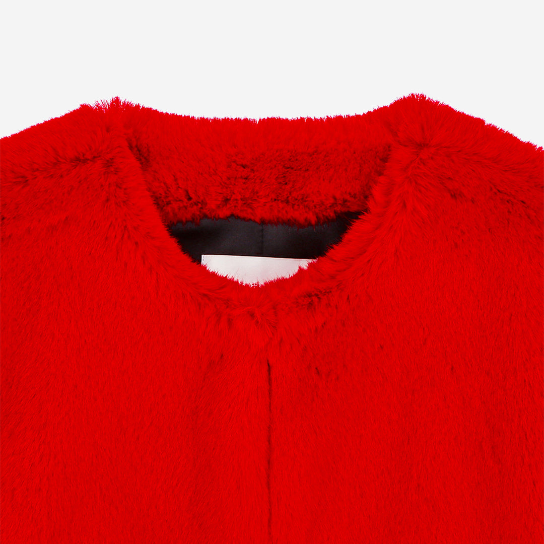 [SIGNATURE] WOMEN'S FAUX FUR BIEN ROUND NECK SHORT JACKET