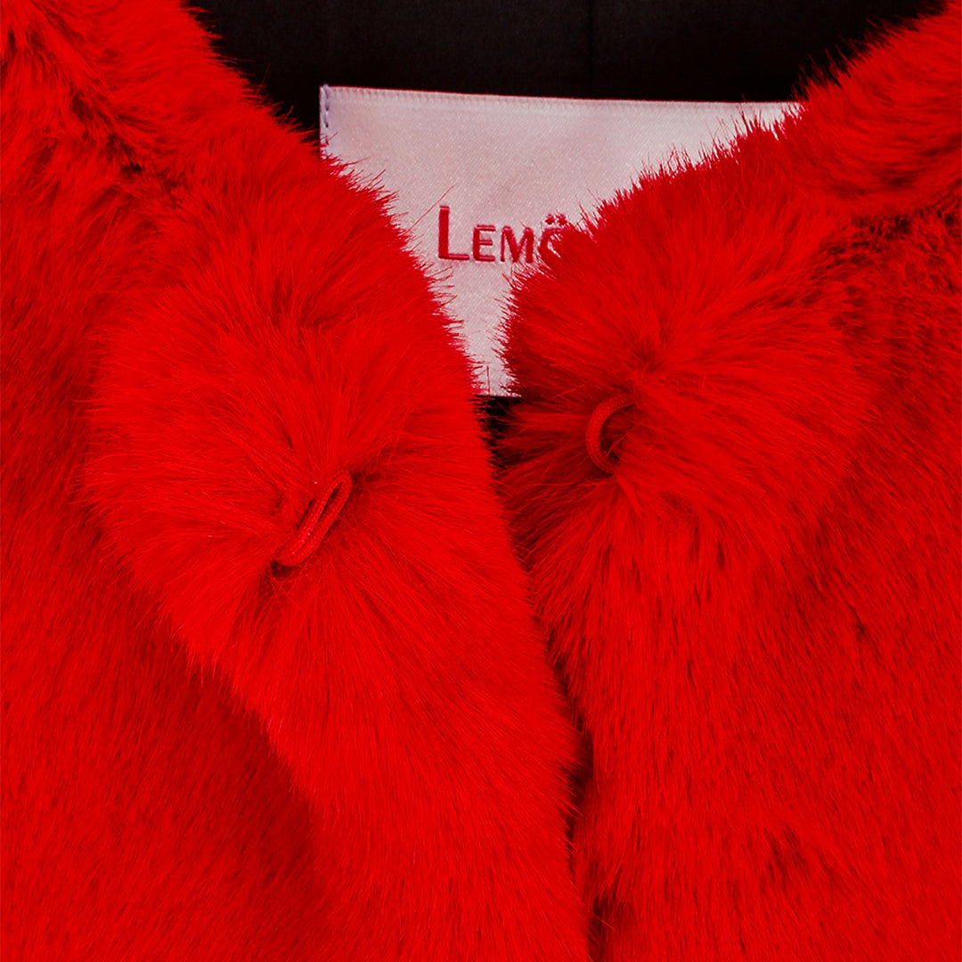 [SIGNATURE] WOMEN'S FAUX FUR BIEN ROUND NECK SHORT JACKET