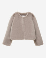 [SIGNATURE] WOMEN'S FAUX FUR BIEN ROUND NECK SHORT JACKET