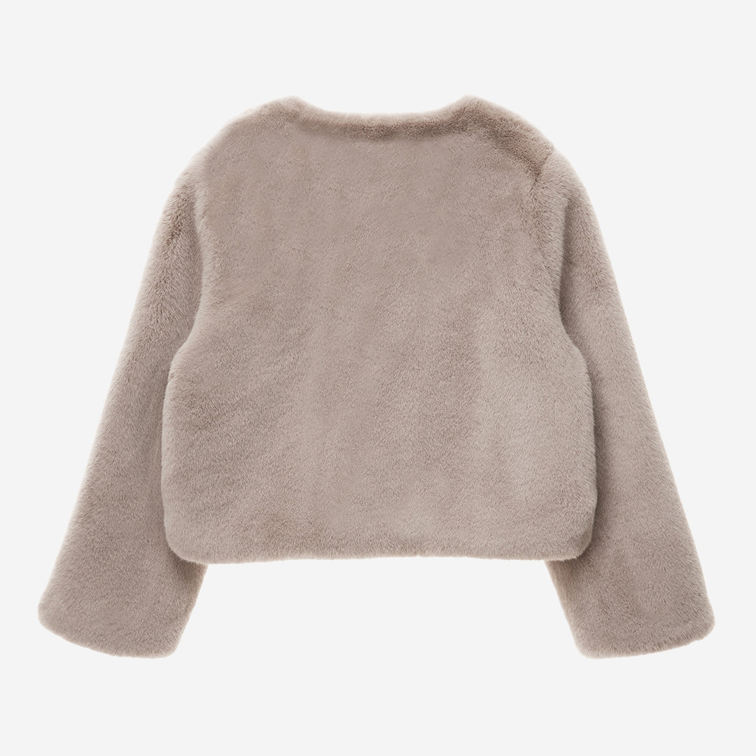 [SIGNATURE] WOMEN'S FAUX FUR BIEN ROUND NECK SHORT JACKET