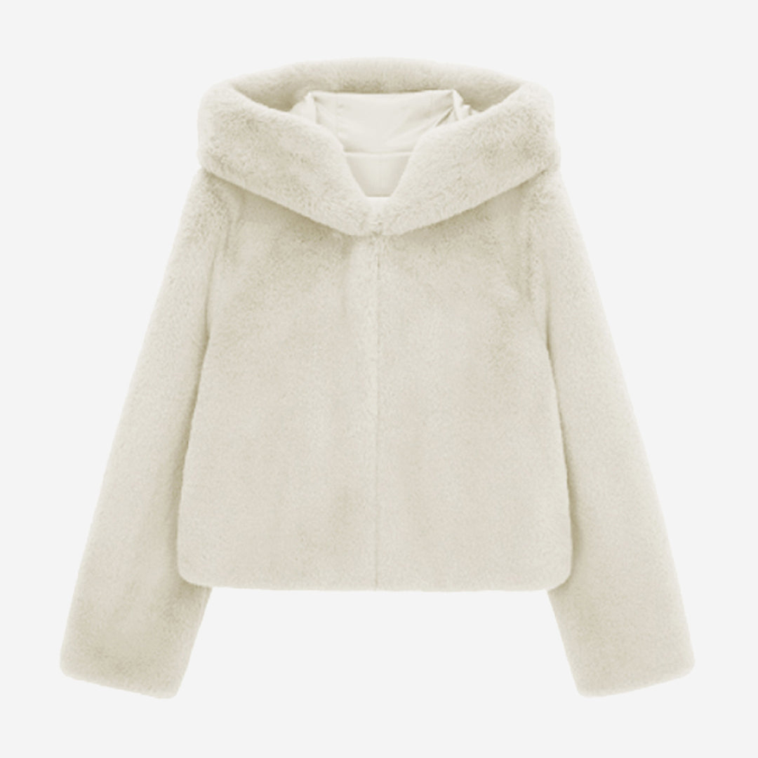 [SIGNATURE] WOMEN'S FAUX FUR BIEN HOODED SHORT JACKET