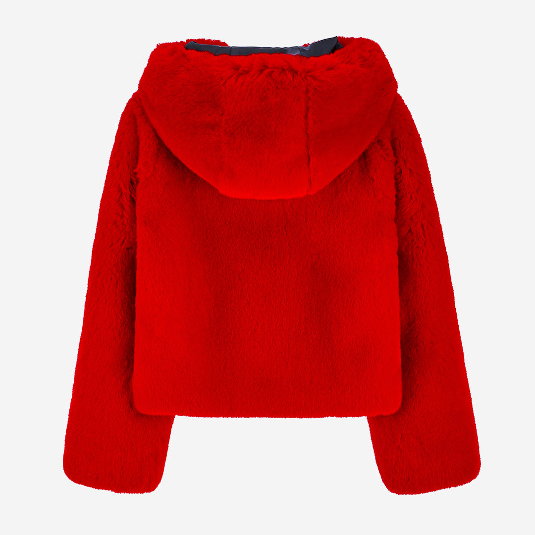 [SIGNATURE] WOMEN'S FAUX FUR BIEN HOODED SHORT JACKET