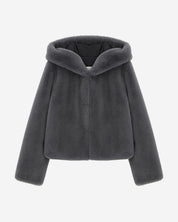 [SIGNATURE LINE] FAUX FUR BIEN HOODED SHORT JACKET
