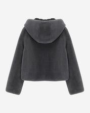 [SIGNATURE LINE] FAUX FUR BIEN HOODED SHORT JACKET