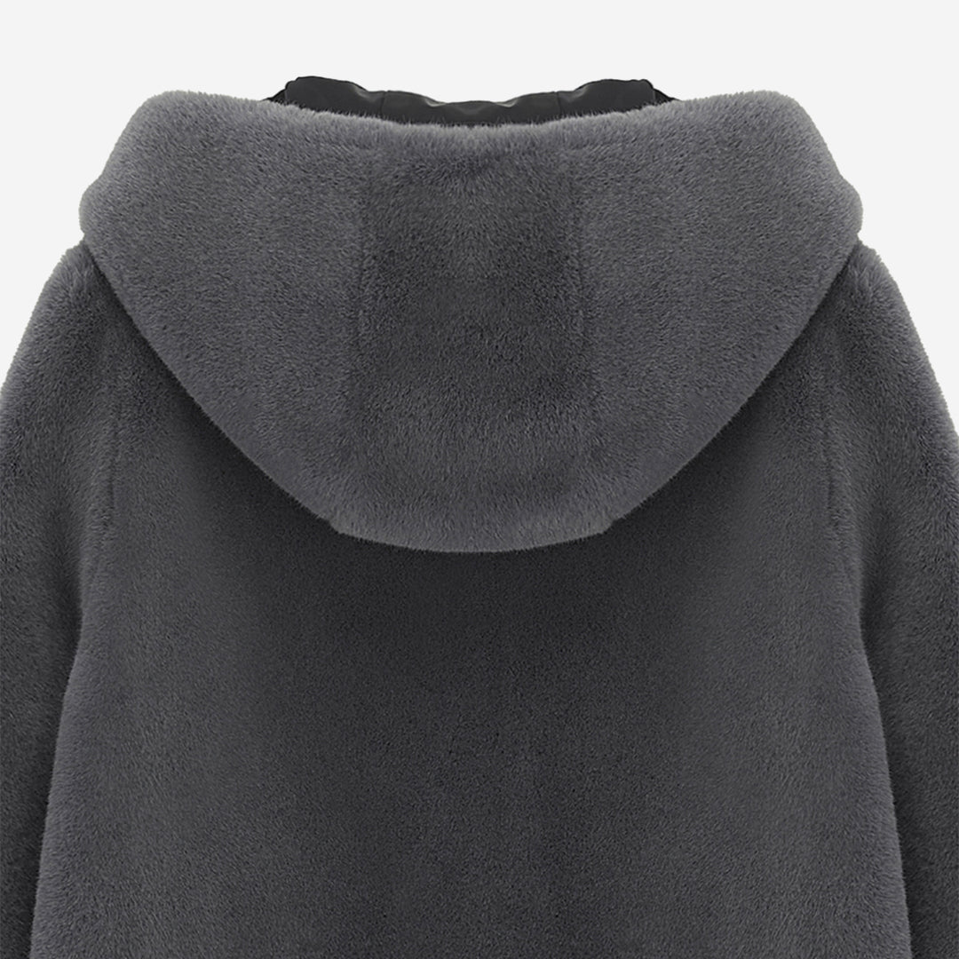 [SIGNATURE] WOMEN'S FAUX FUR BIEN HOODED SHORT JACKET