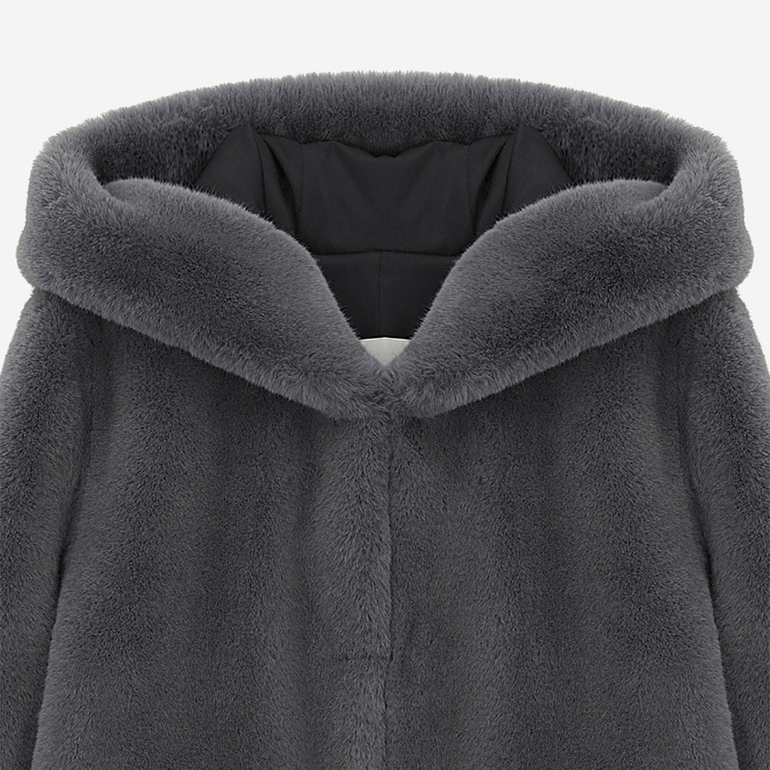 [SIGNATURE] WOMEN'S FAUX FUR BIEN HOODED SHORT JACKET
