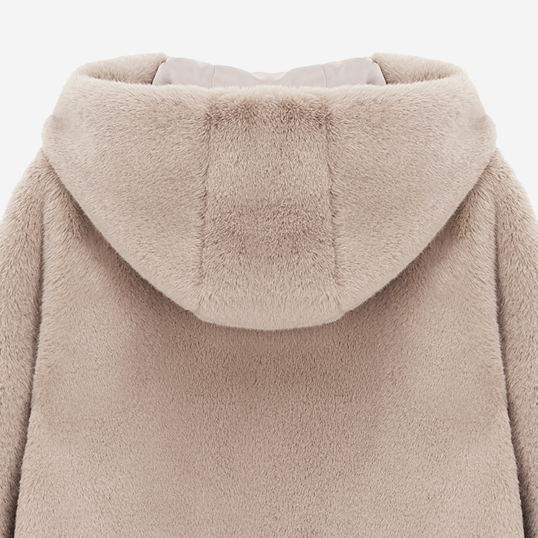 [SIGNATURE] WOMEN'S FAUX FUR BIEN HOODED SHORT JACKET
