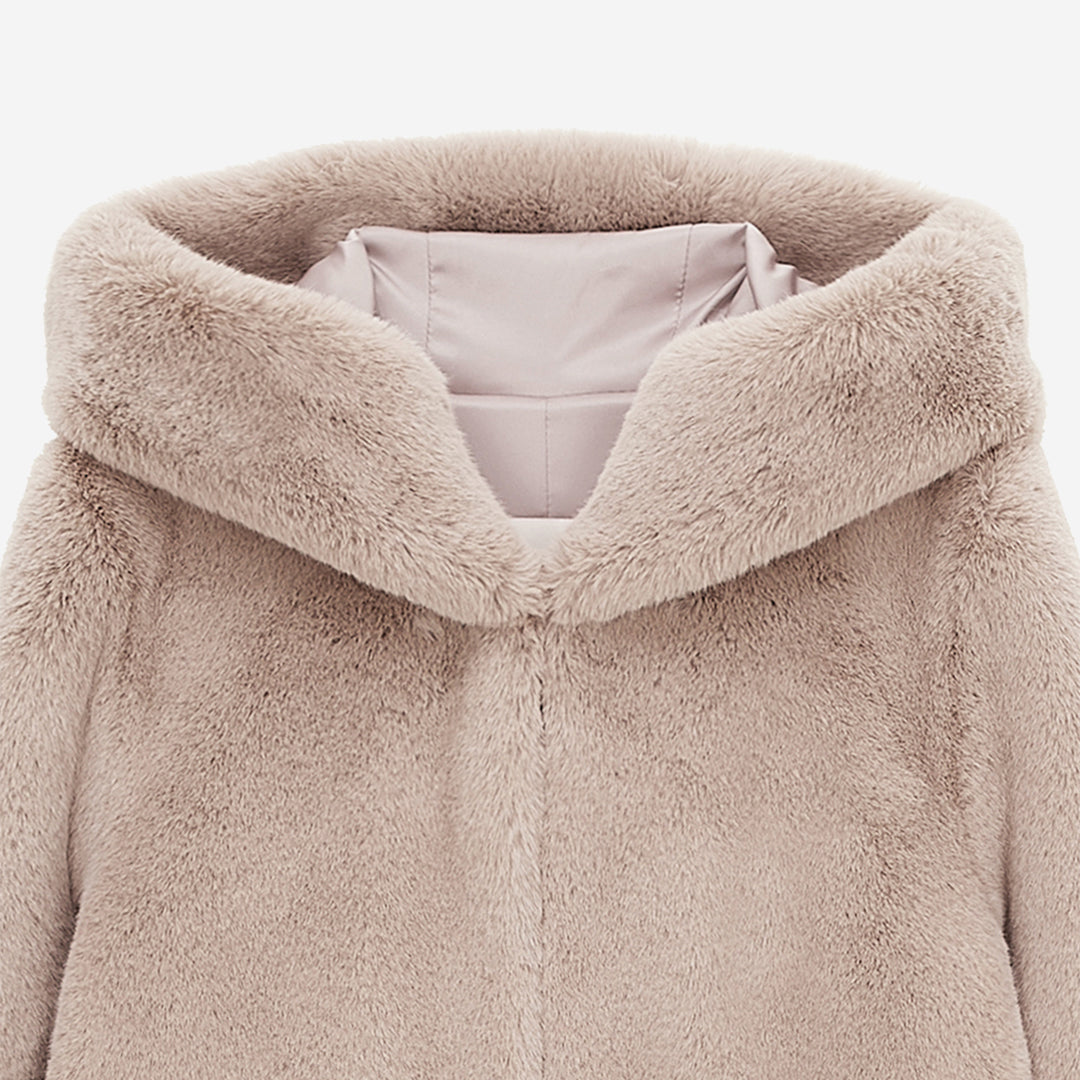 [SIGNATURE] WOMEN'S FAUX FUR BIEN HOODED SHORT JACKET