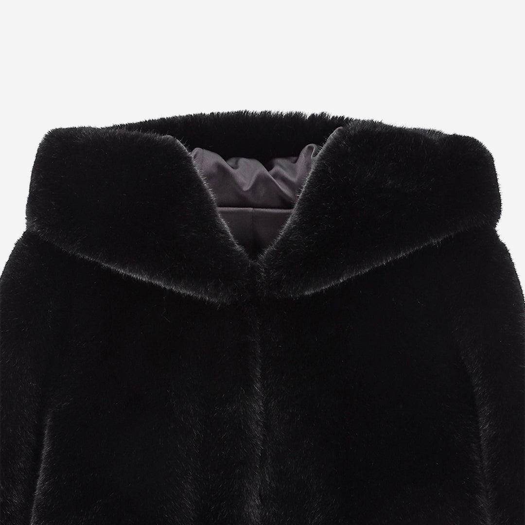 [SIGNATURE] WOMEN'S FAUX FUR BIEN HOODED SHORT JACKET