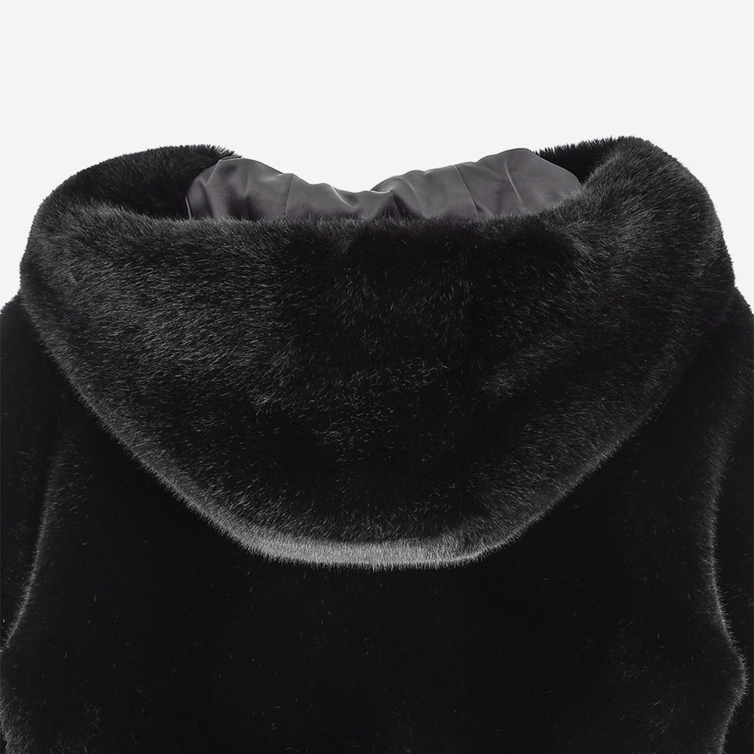 [SIGNATURE] WOMEN'S FAUX FUR BIEN HOODED SHORT JACKET