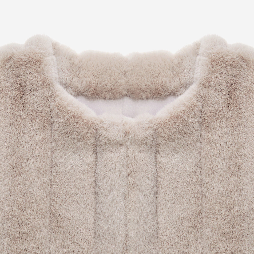[SIGNATURE] WOMEN'S FAUX FUR JUE GROOVED SHORT JACKET