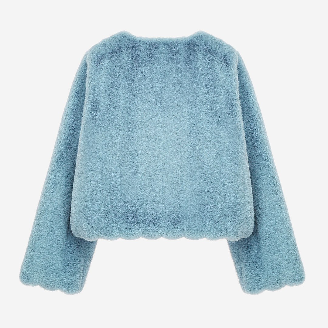 [SIGNATURE] WOMEN'S FAUX FUR JUE GROOVED SHORT JACKET