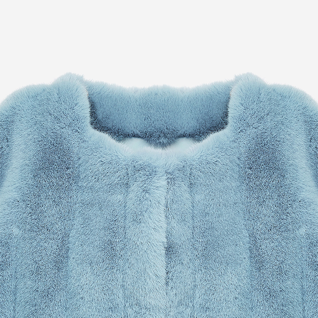 [SIGNATURE] WOMEN'S FAUX FUR JUE GROOVED SHORT JACKET