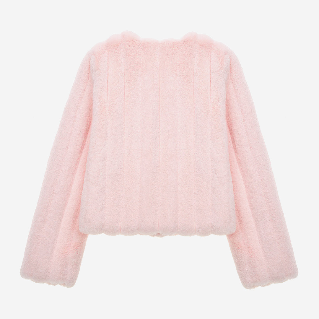 [SIGNATURE] WOMEN'S FAUX FUR JUE GROOVED SHORT JACKET
