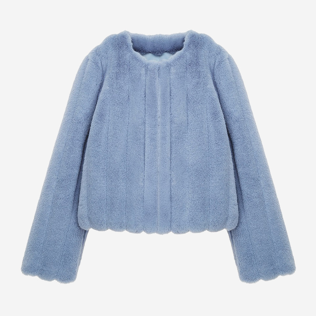 [SIGNATURE] WOMEN'S FAUX FUR JUE GROOVED SHORT JACKET