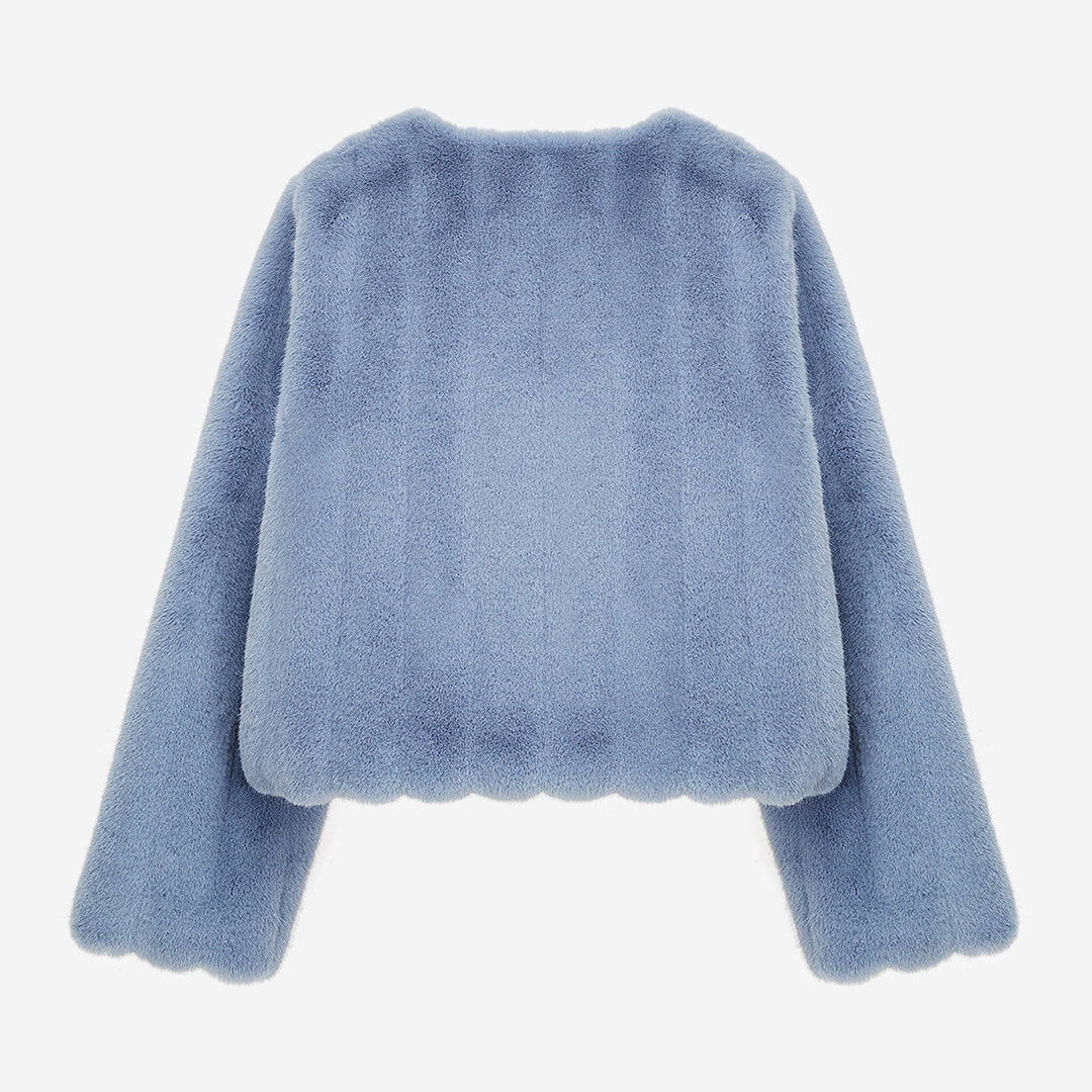 [SIGNATURE] WOMEN'S FAUX FUR JUE GROOVED SHORT JACKET