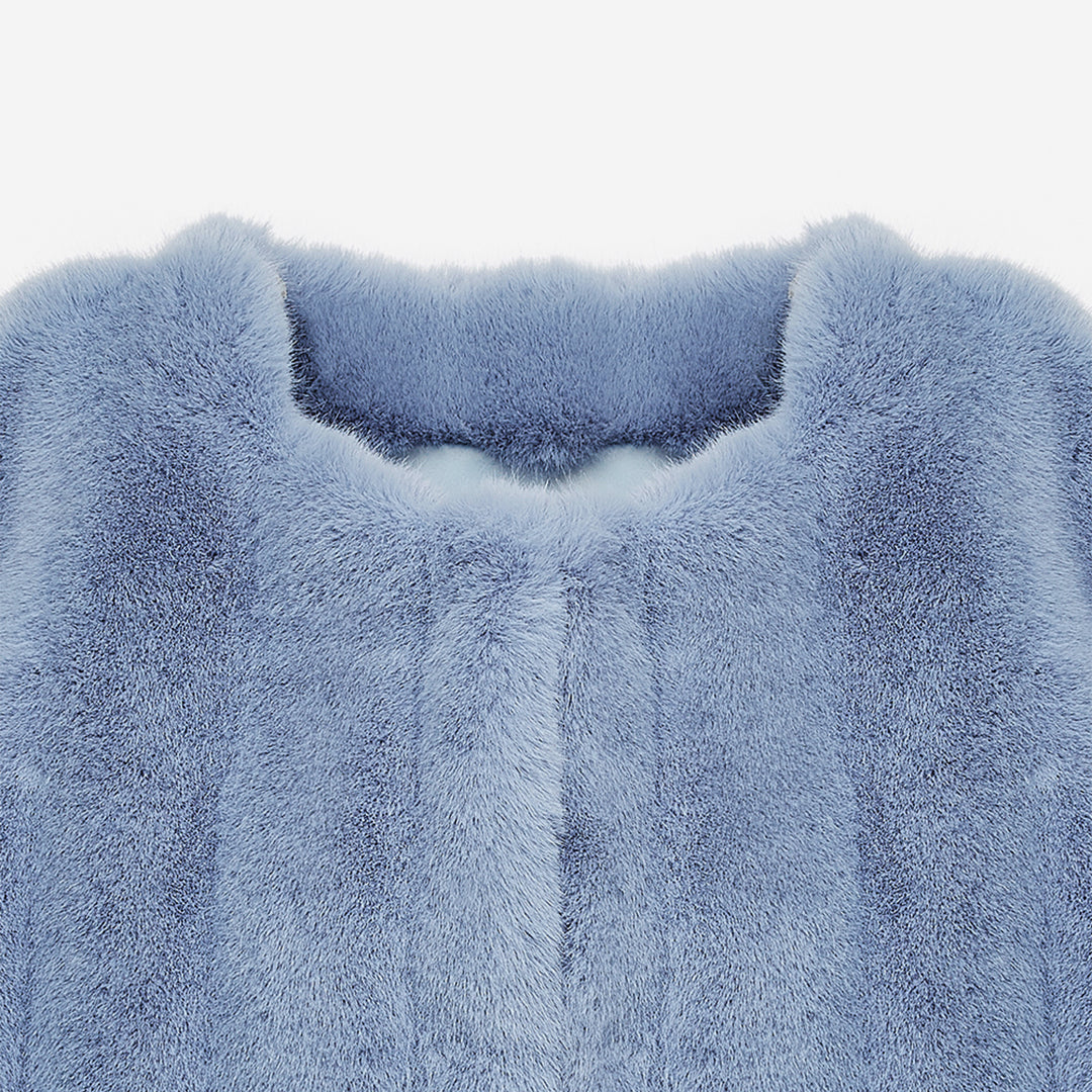[SIGNATURE] WOMEN'S FAUX FUR JUE GROOVED SHORT JACKET