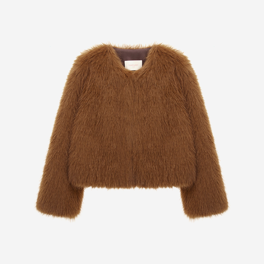 WOMEN'S FAUX FUR HORA ROUND NECK SHORT JACKET