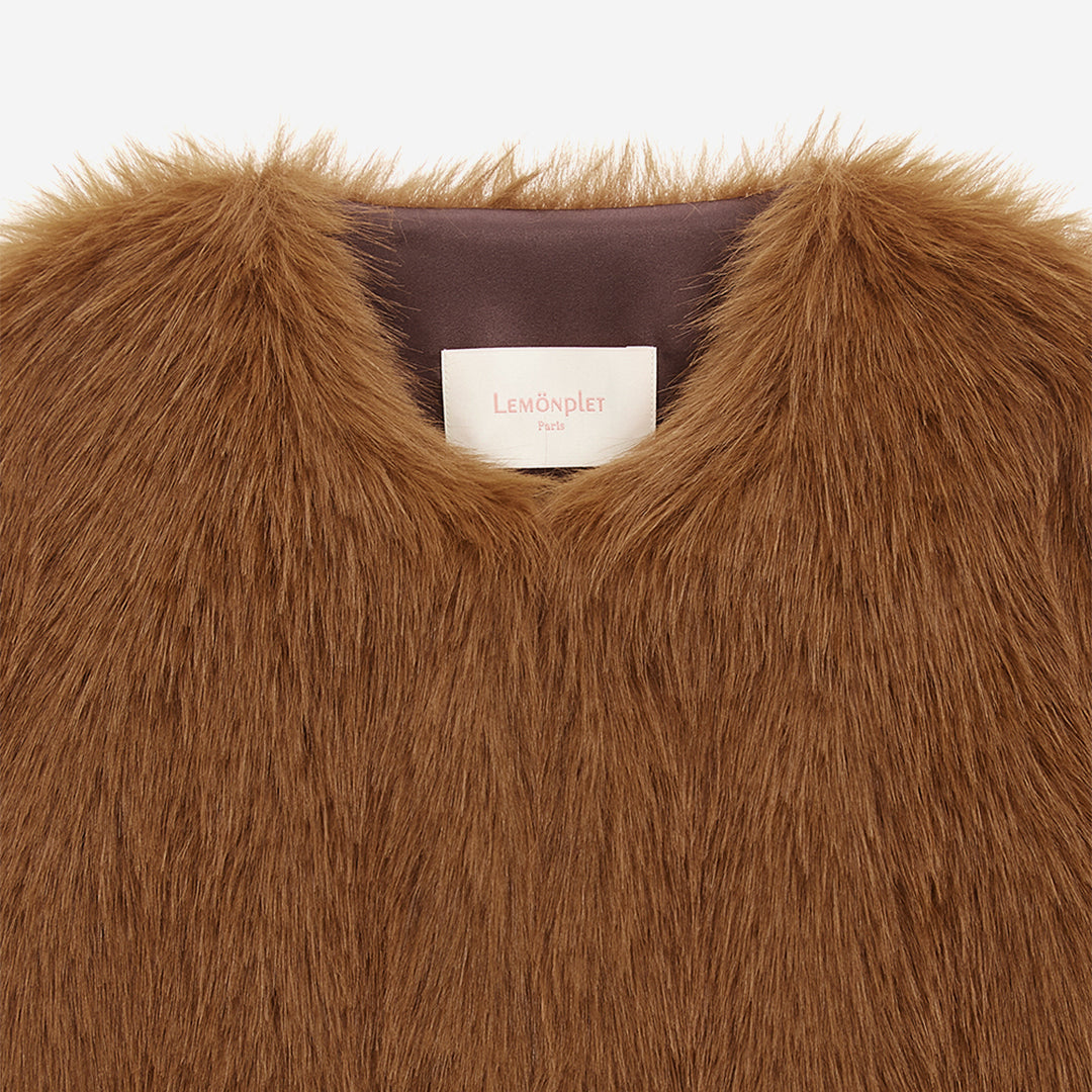 WOMEN'S FAUX FUR HORA ROUND NECK SHORT JACKET