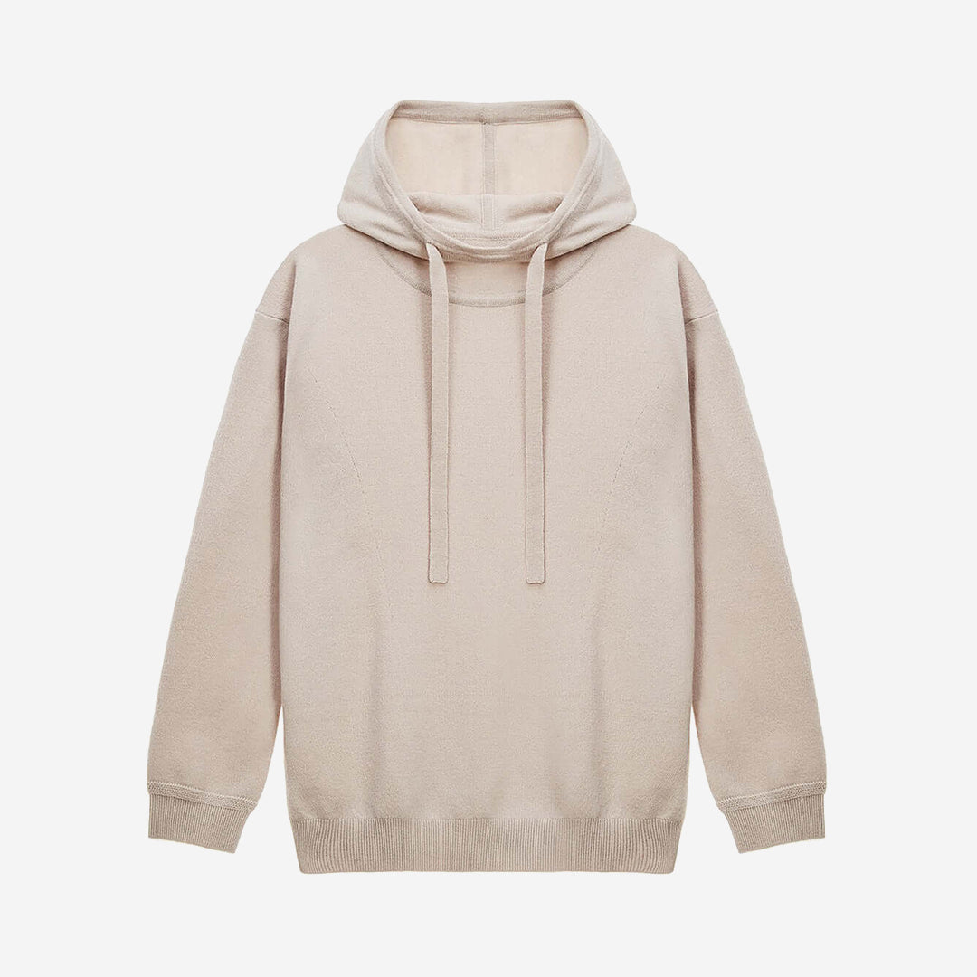 KNIT BEGE HOODED TOP