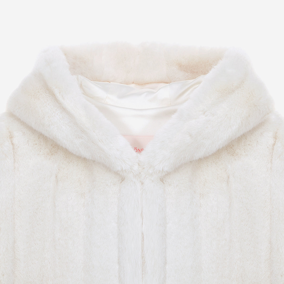 [SIGNATURE] WOMEN'S FAUX FUR HE-A HOODED PONCHO