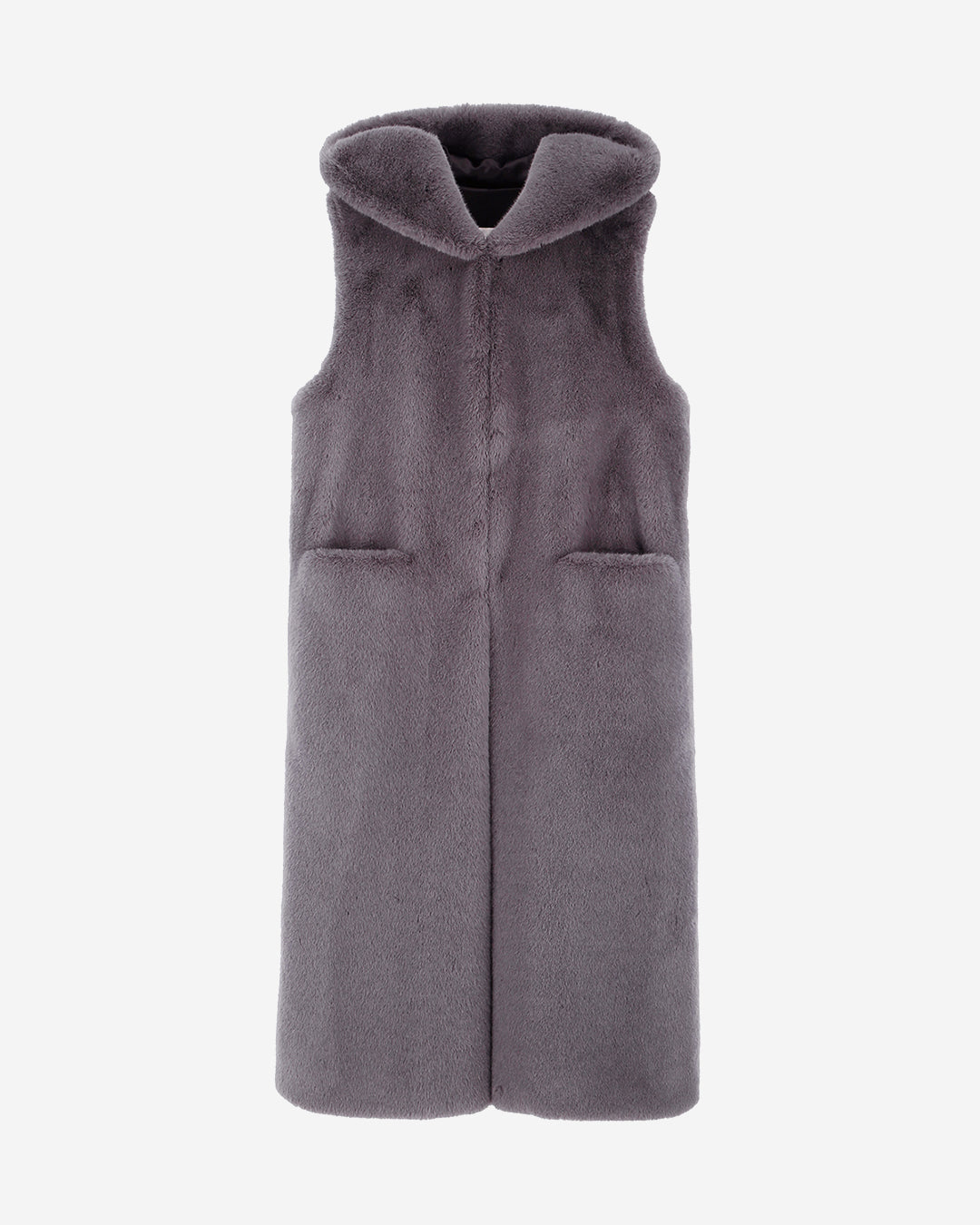 [PRIVATE] FAUX FUR LAON HOODED MAXI VEST