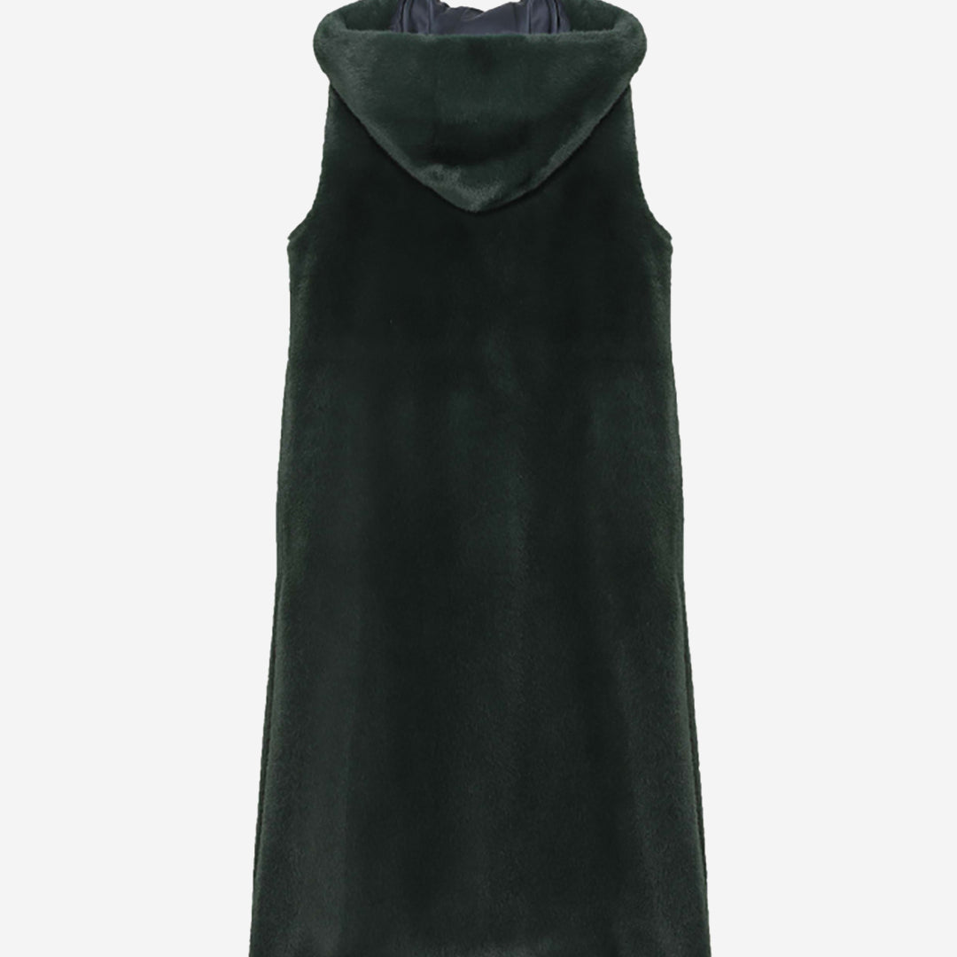 [SIGNATURE] WOMEN'S FAUX FUR LAON HOODED MAXI VEST