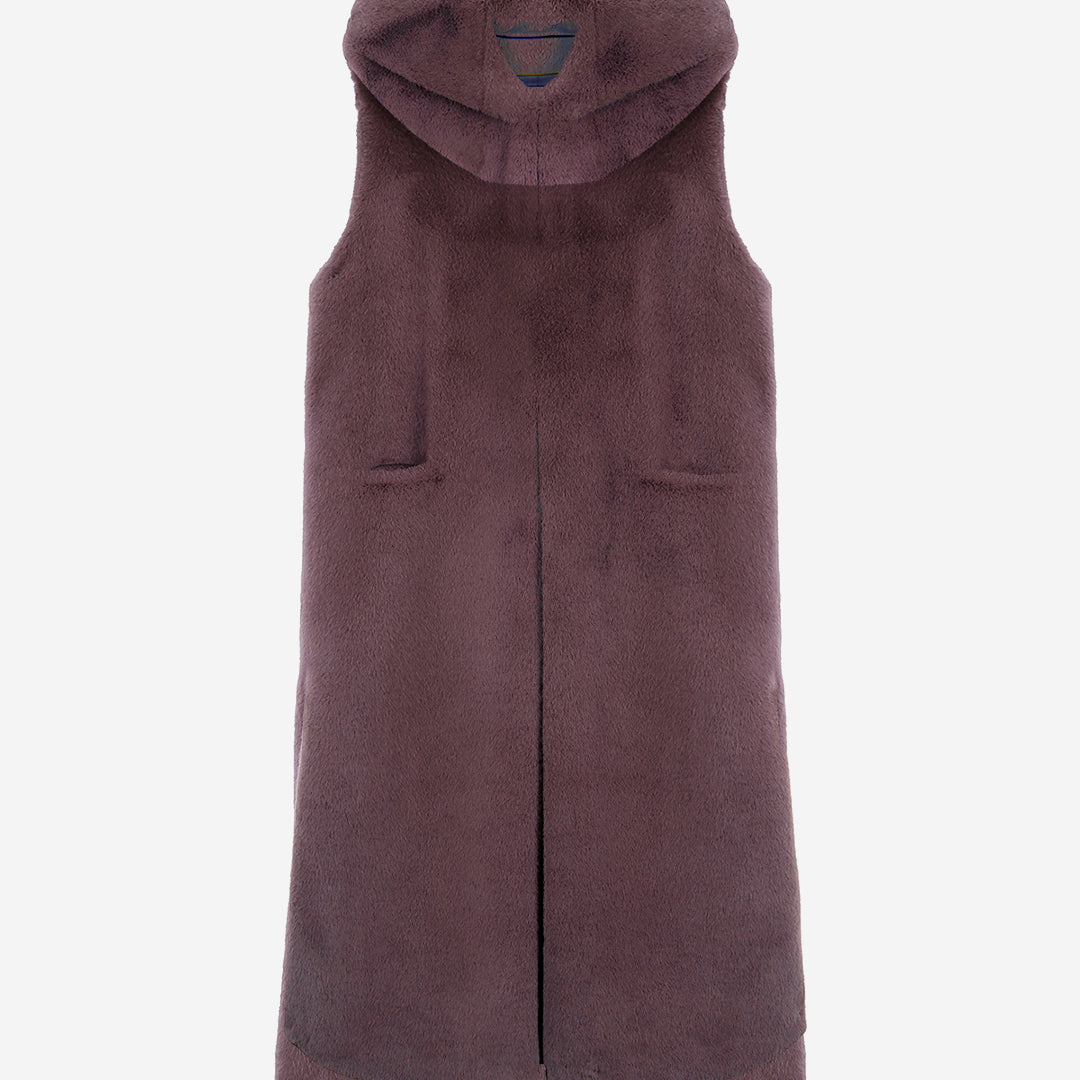 [SIGNATURE] WOMEN'S FAUX FUR LAON HOODED MAXI VEST