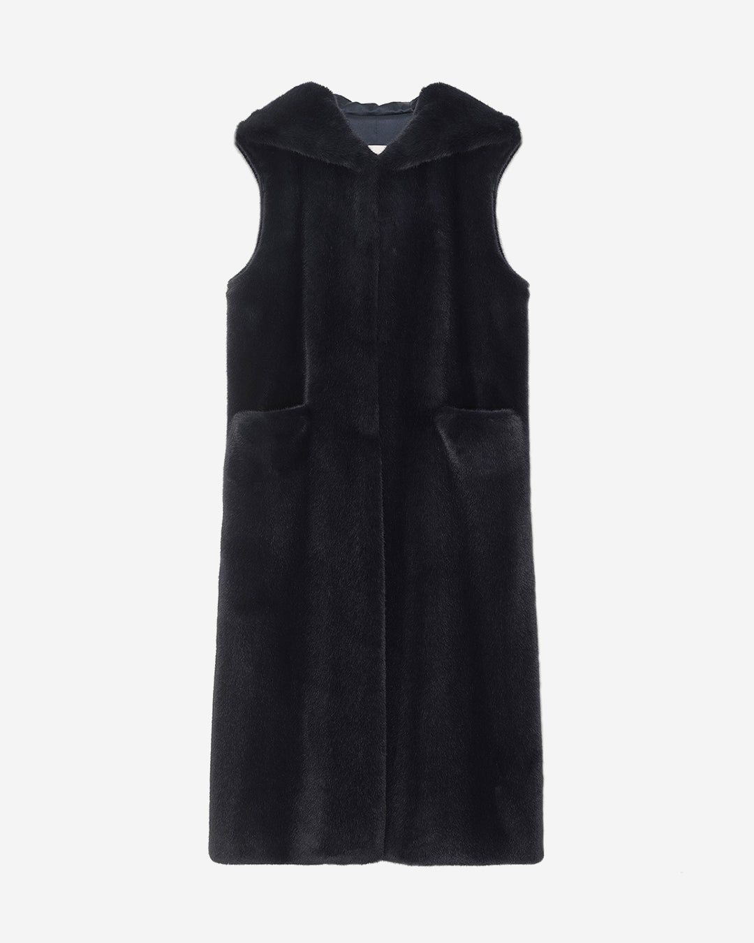 [PRIVATE] FAUX FUR LAON HOODED MAXI VEST
