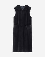 [SIGNATURE] WOMEN'S FAUX FUR LAON HOODED MAXI VEST