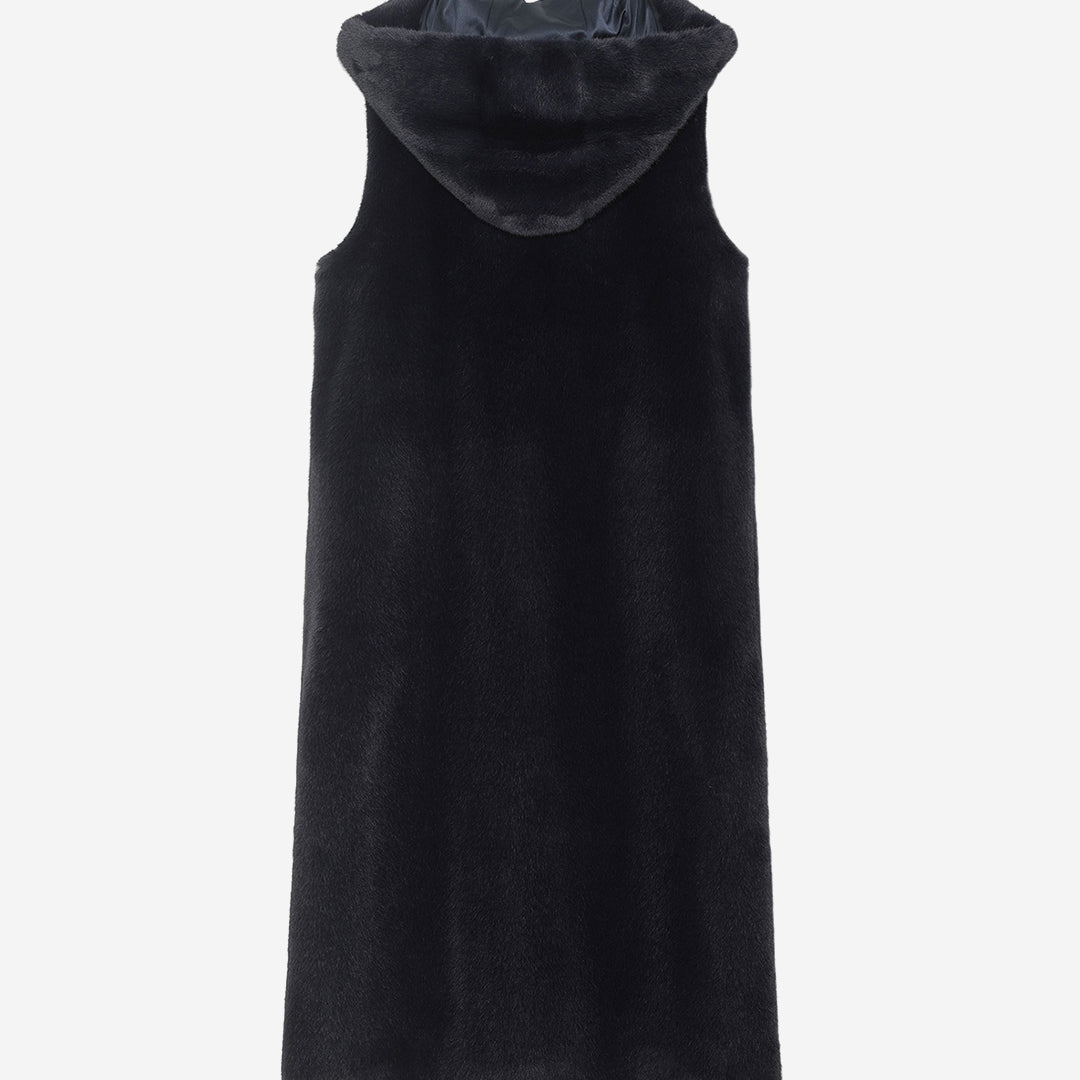 [SIGNATURE] WOMEN'S FAUX FUR LAON HOODED MAXI VEST