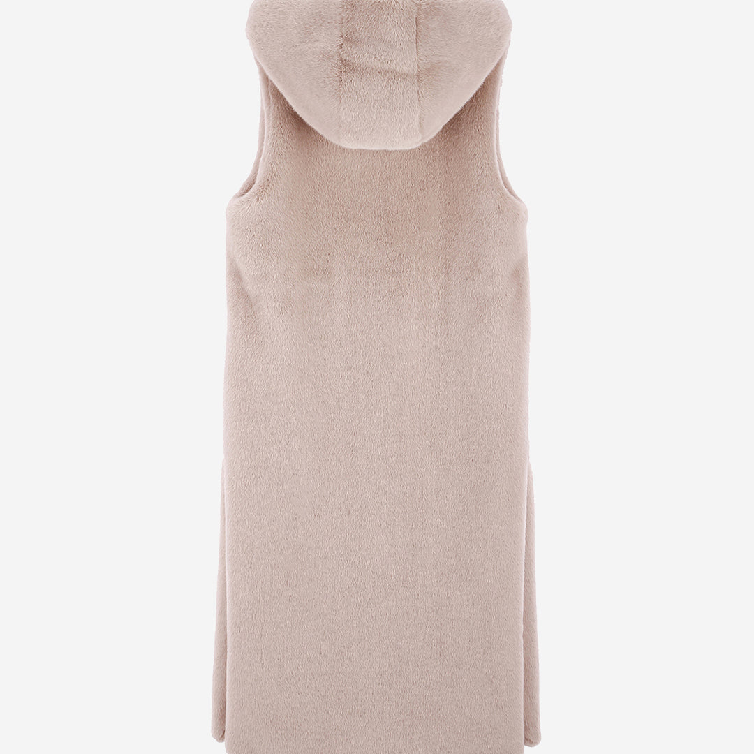 [SIGNATURE] WOMEN'S FAUX FUR LAON HOODED MAXI VEST