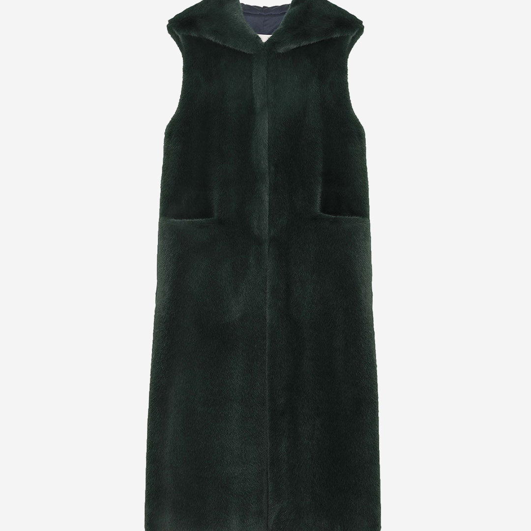 [SIGNATURE] WOMEN'S FAUX FUR LAON HOODED MAXI VEST