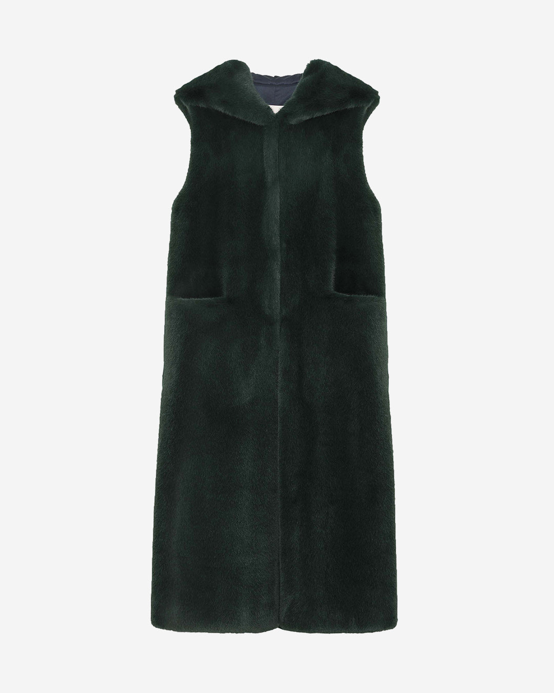 [PRIVATE] FAUX FUR LAON HOODED MAXI VEST