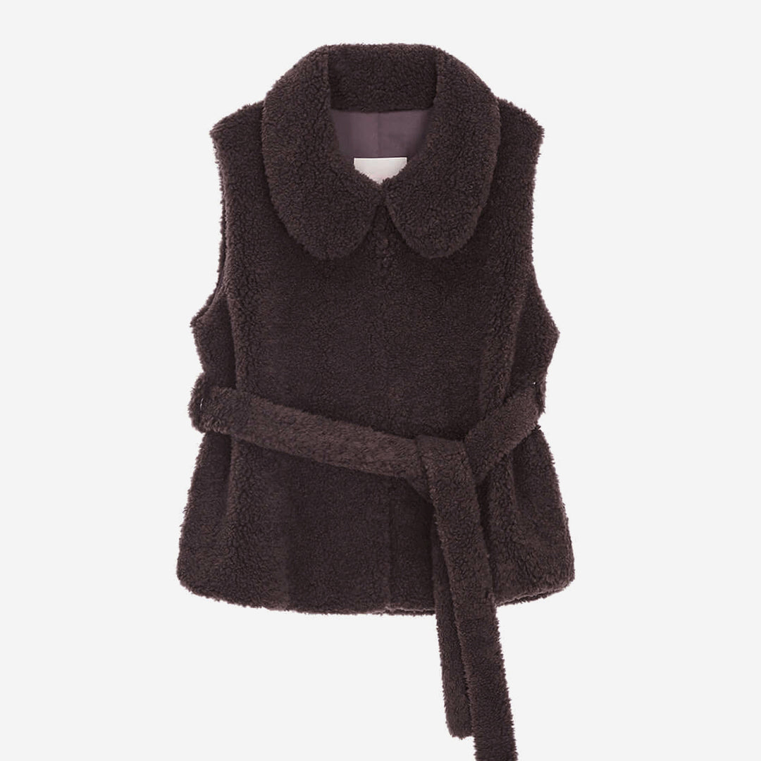 WOMEN'S FAUX FUR PETER BELTED VEST