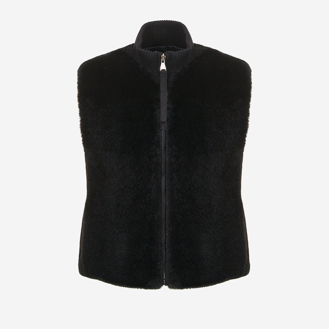WOMEN'S FAUX FUR SOU HIGH-NECK VEST